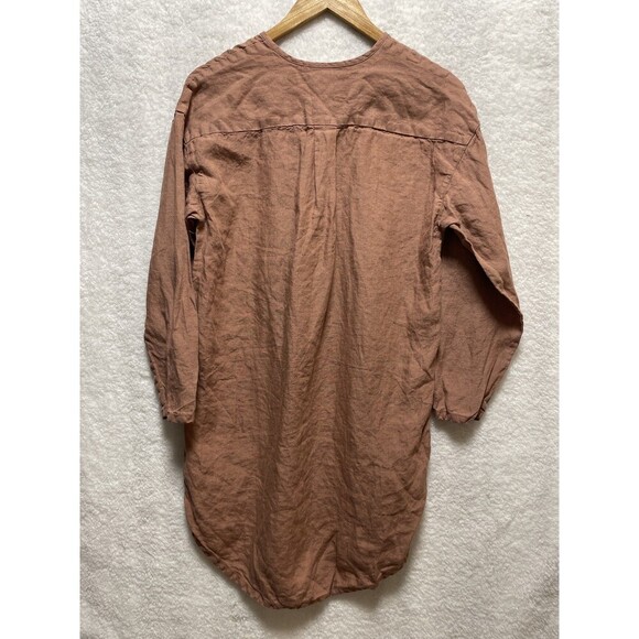 Parachute Extra Small 100% Linen Henley Shirt Clay Linen Sleep Tunic Shirt - Picture 2 of 7